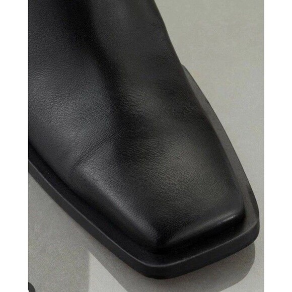 Frame Le Brooklyn Botties Short Boots Black Leather Mid Heels Sz 39.5 Us 9.5 - Picture 3 of 12